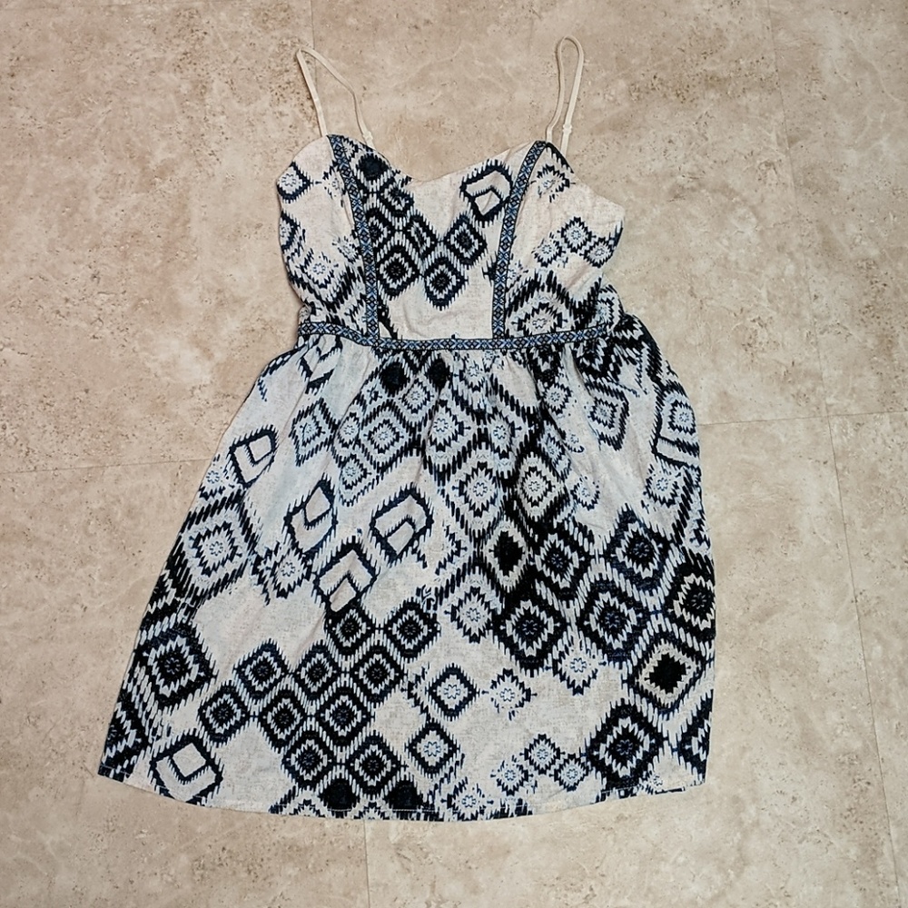 Navy & Cream spaghetti strap dress